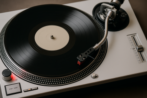 dj turntable on the table