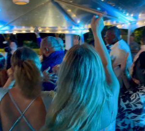 Wedding party with DJ at Lanikuhonua in a tent