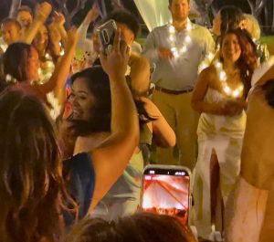 Lanikuhonua outdoor wedding DJ. People dancing.