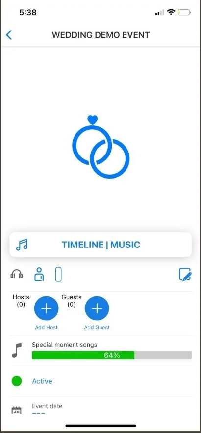 Frobaby Productions wedding music pre-request app dashboard