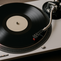 dj turntable on the table